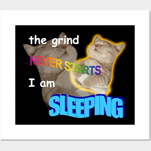 The Grind Never Starts I Am Sleeping Meme Wall Art by swankyswamprat